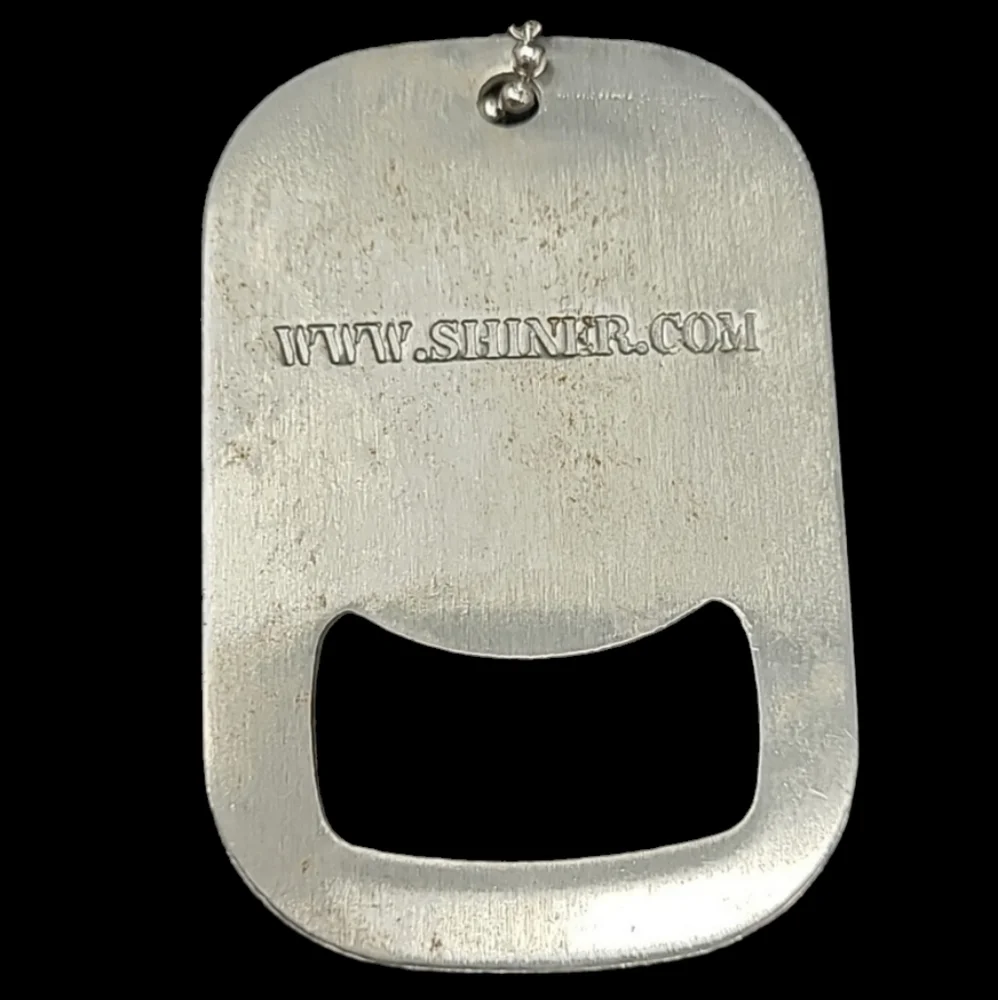 NEW SHINER BEER DOG TAG BOTTLE OPENER WITH CHAIN